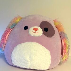 Squishmallows Pink and White Plush with Rainbow Ears